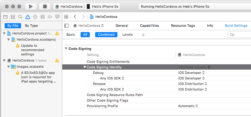 Xcode code signing